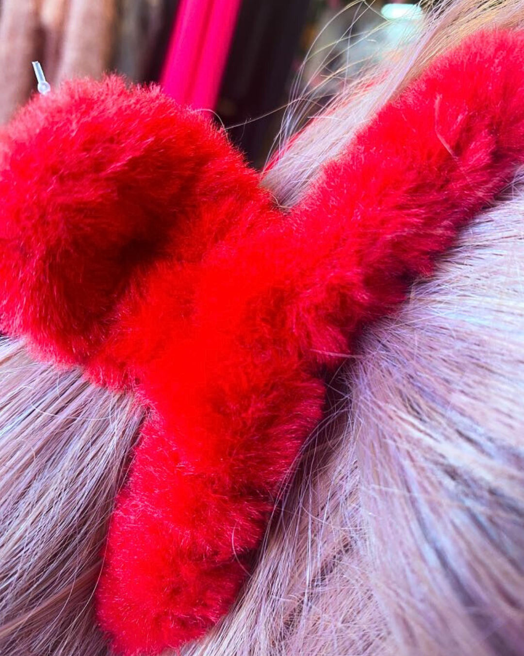 Fuzzy Red Loop Claw Clip