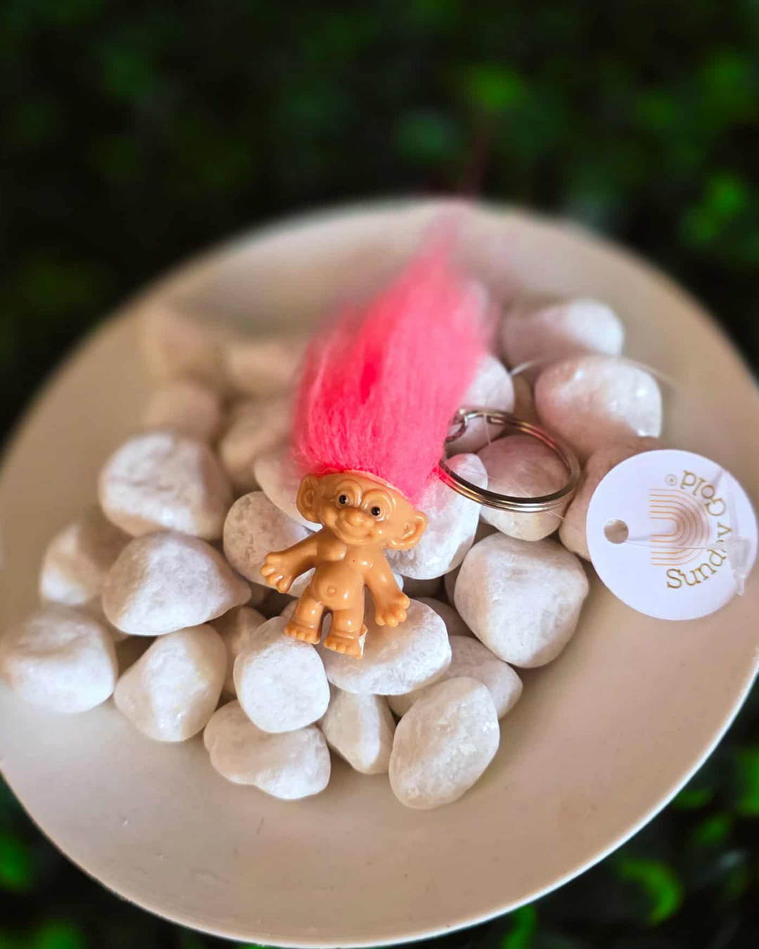Pink Haired Trolls Key Chain