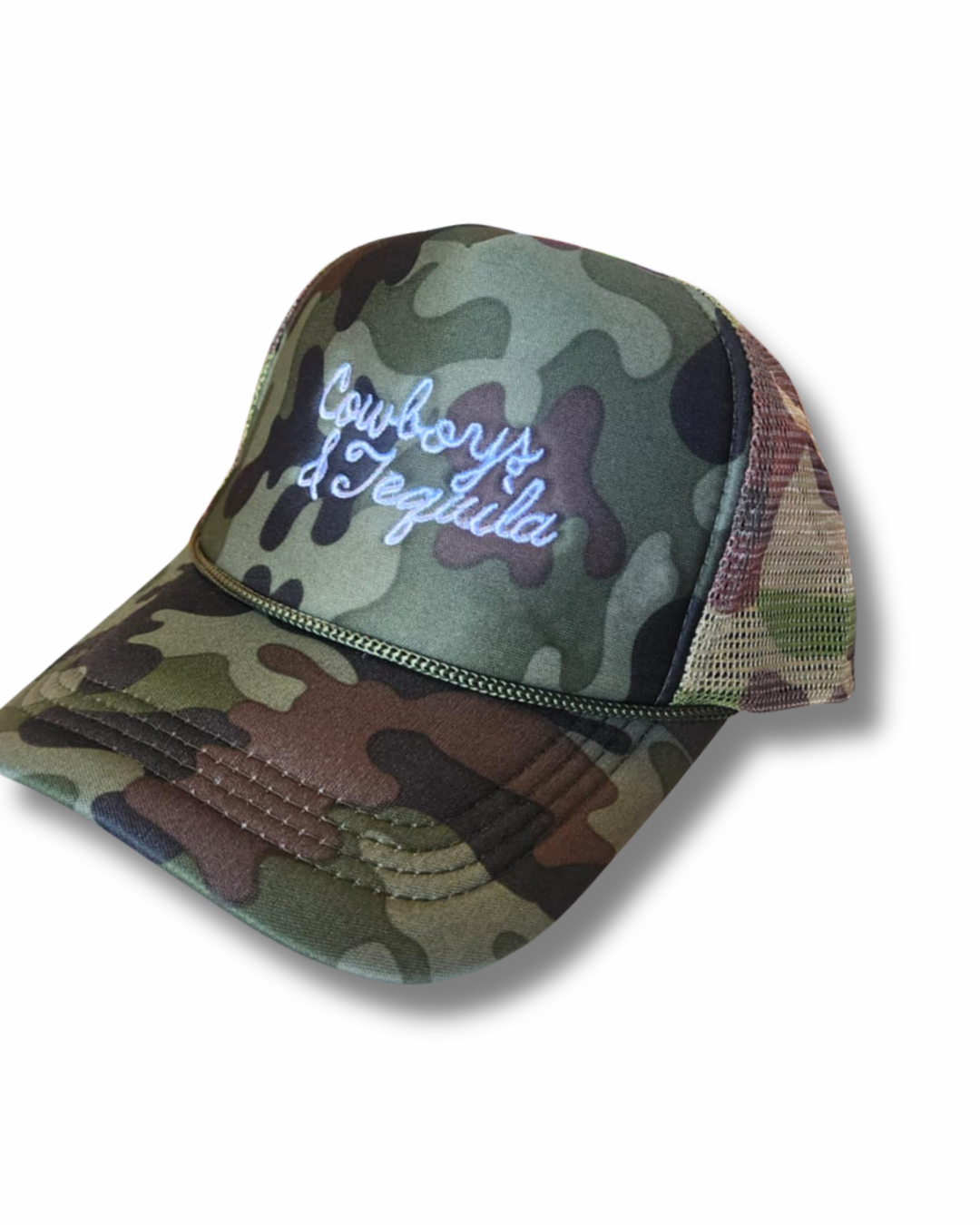 Cowboys And Tequila Camo Trucker Hat