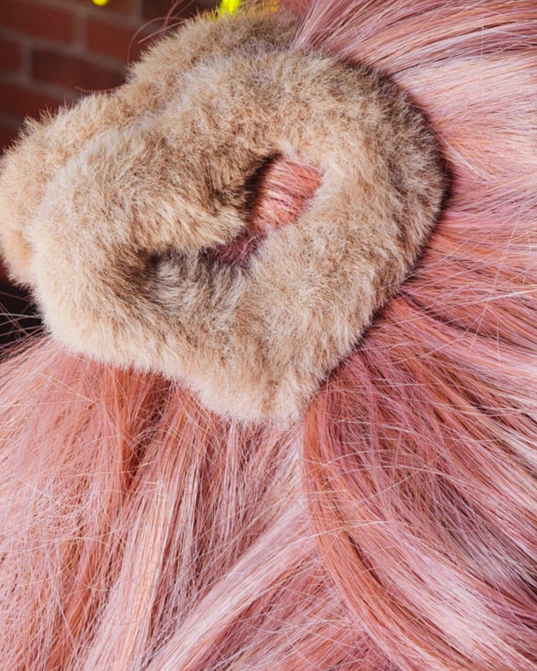 Fuzzy Brown Heart Claw Clip