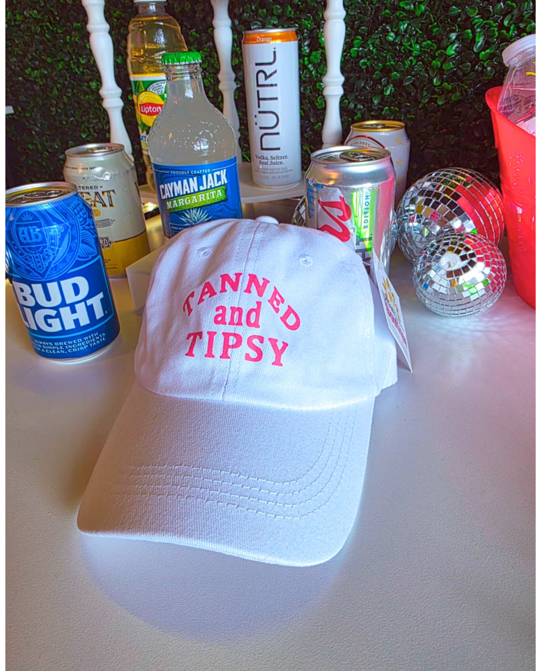 White Tanned And Tipsy Baseball Cap