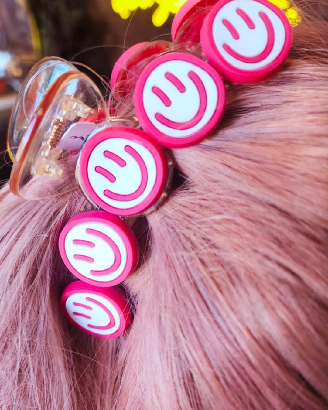 Pink Smiley Face Claw Clip