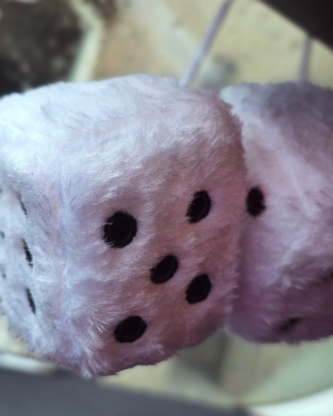 Fuzzy White Car Dice