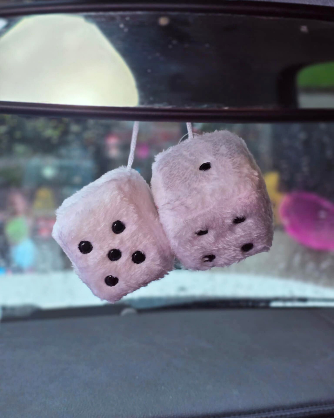 Fuzzy White Car Dice