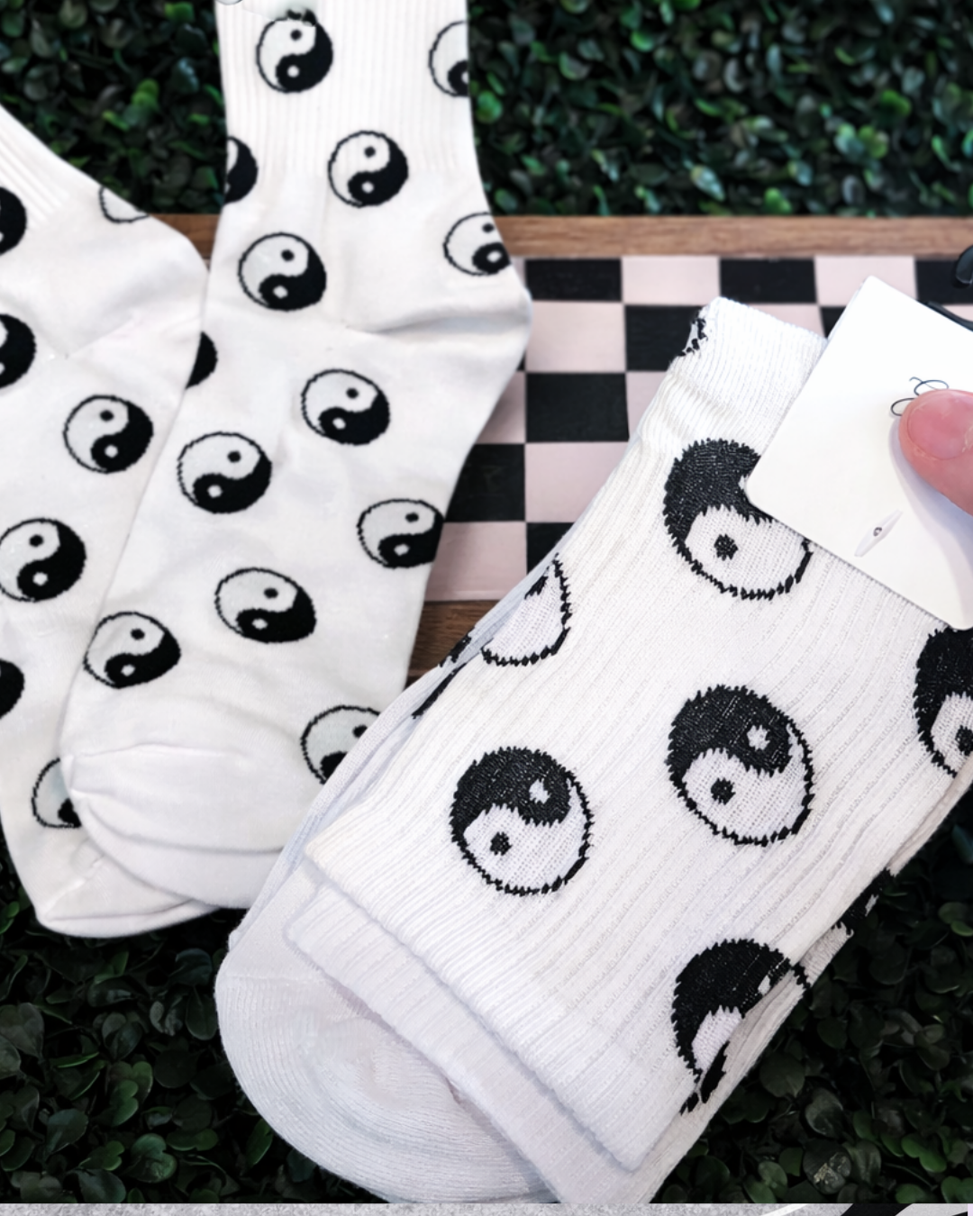 White Yin Yang Socks