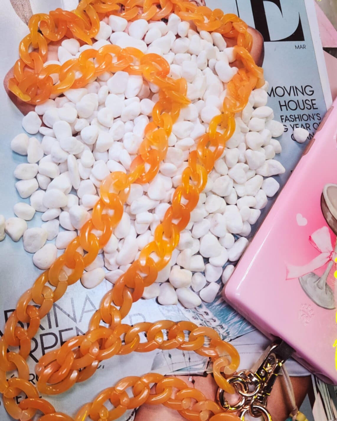 Orange Mini Link Crossbody Cellphone Chain