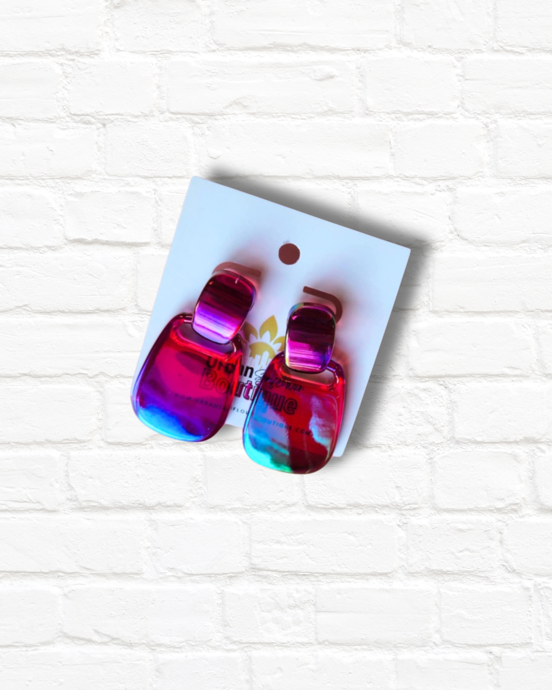 Retro Iridescent Square Drop Earrings