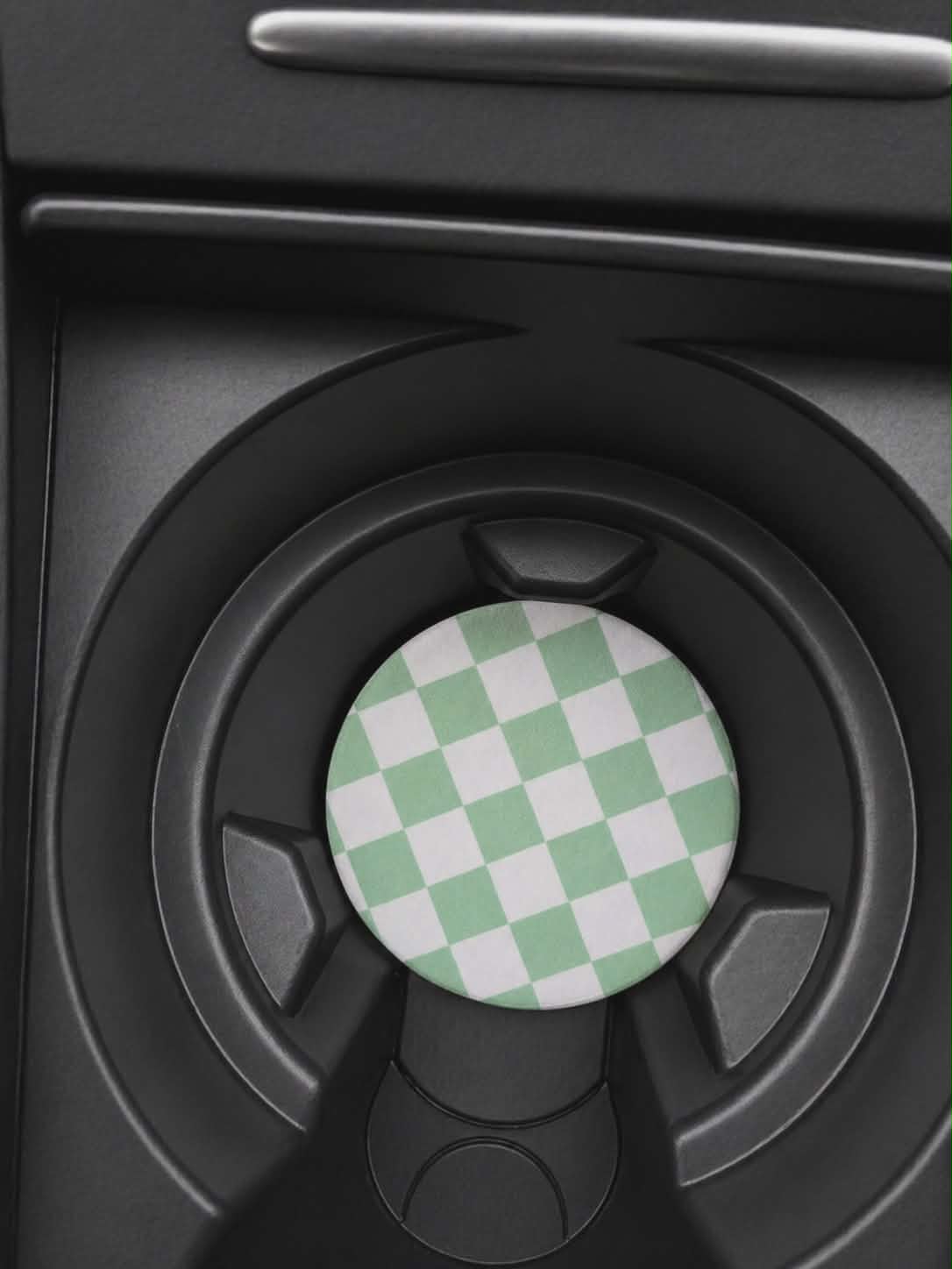 Green & White Checkered Car Coaster