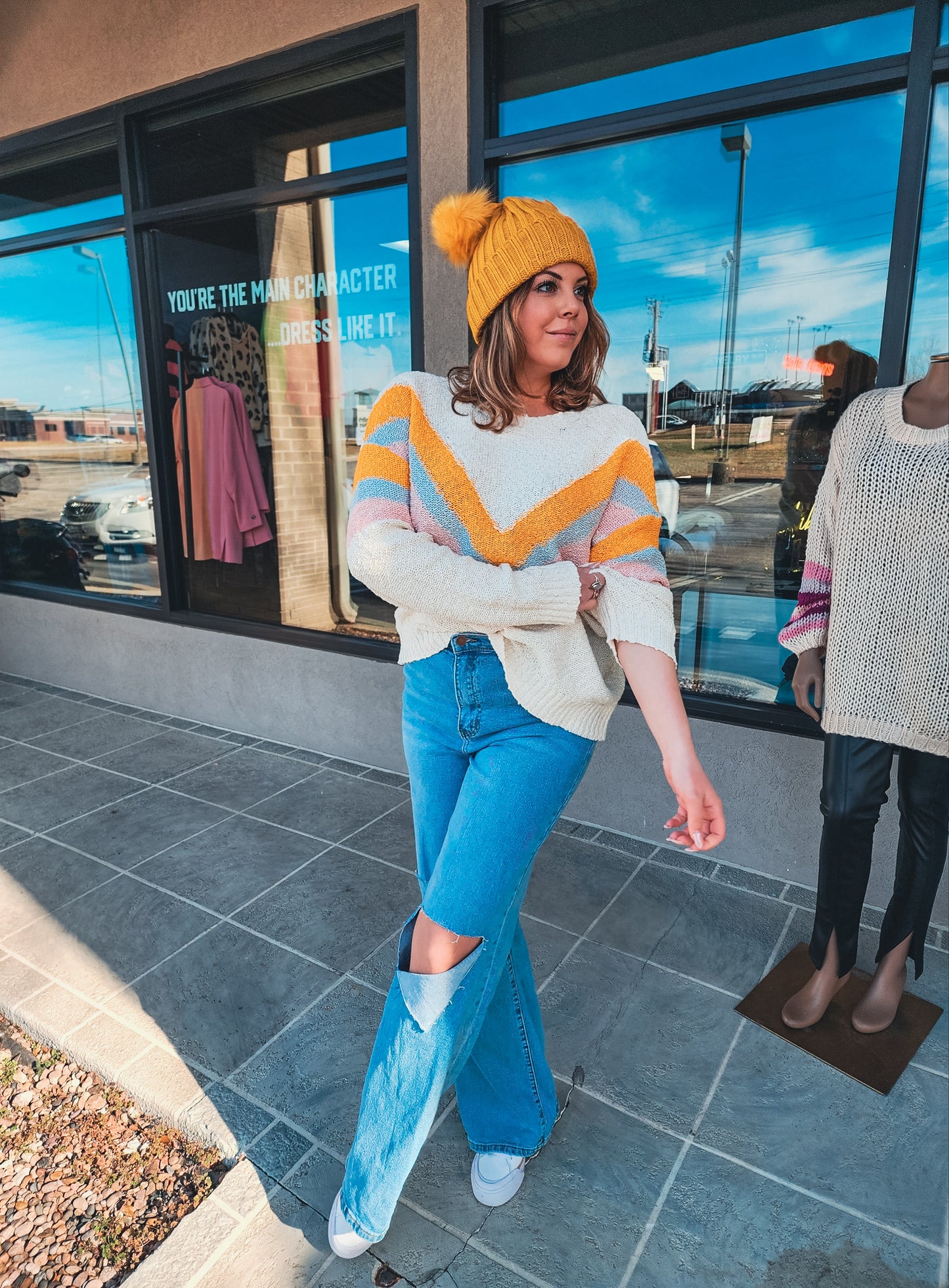 So What Mustard Double PomPom Beanie
