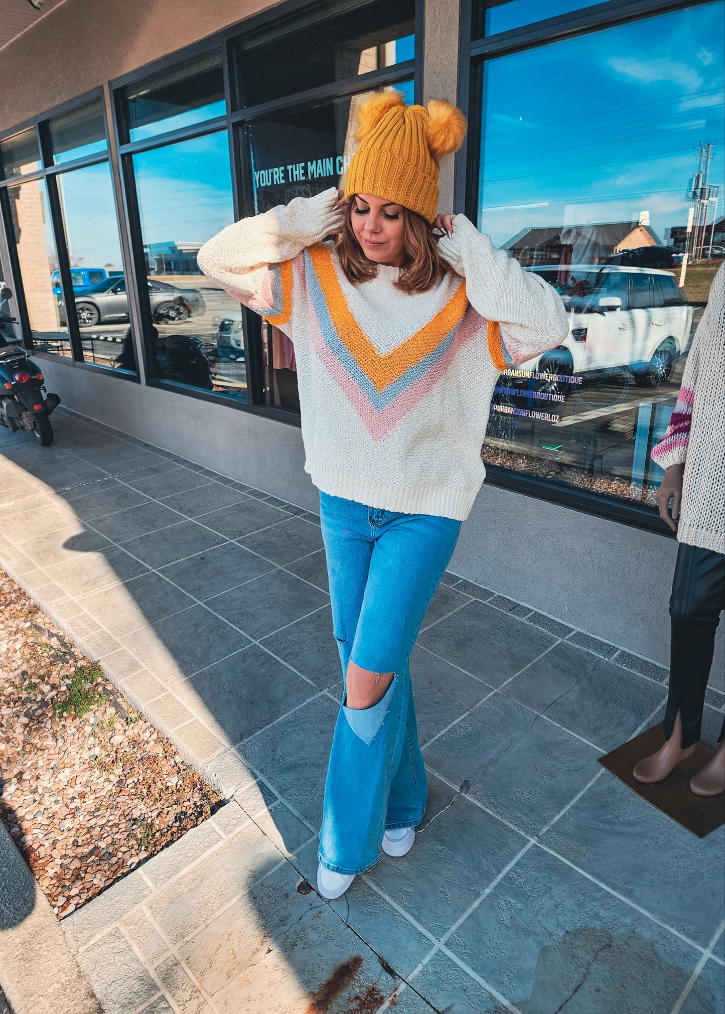 So What Mustard Double PomPom Beanie