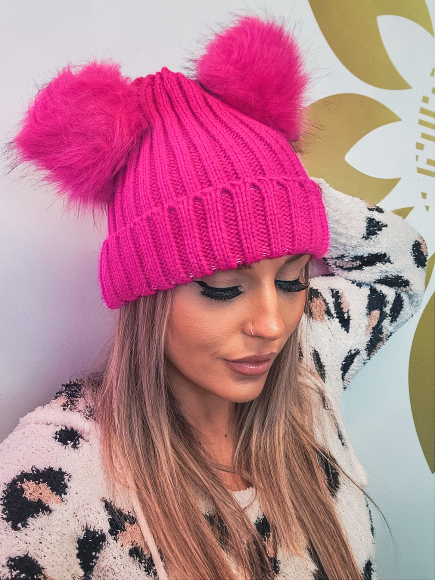 So What Pink Double PomPom Beanie