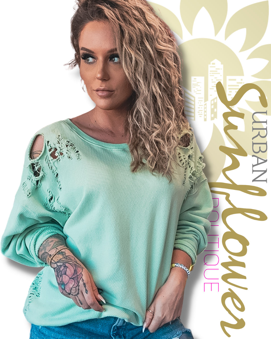 Trouble For You Distressed Oversized Sweater