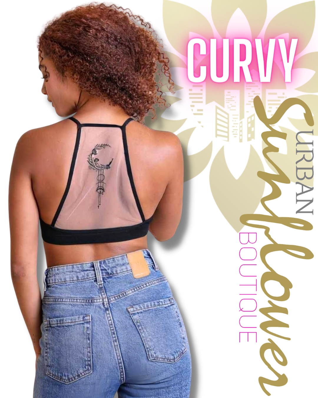 Curvy Black Dream Catcher Tattoo Razorback Top