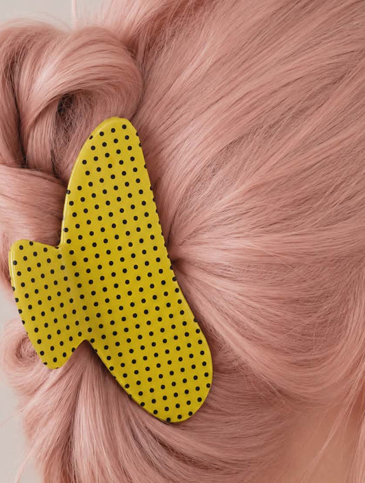 Lime Polka Dot Claw Clip