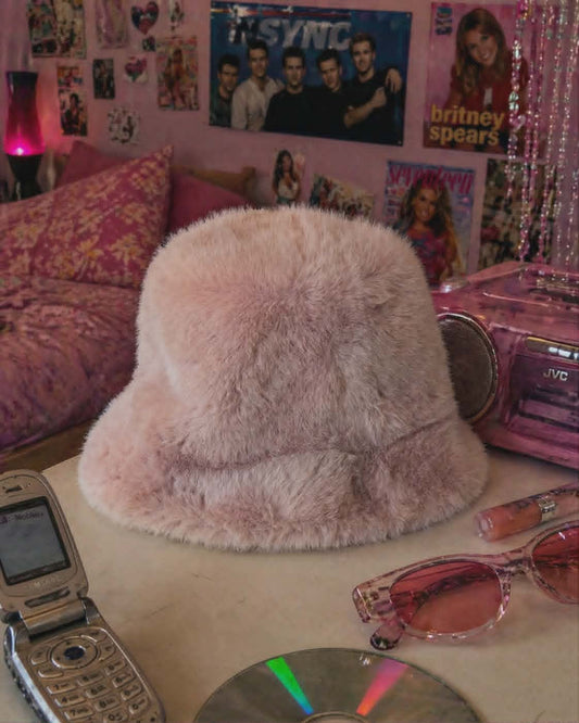 Fuzzy Pink Bucket Hat