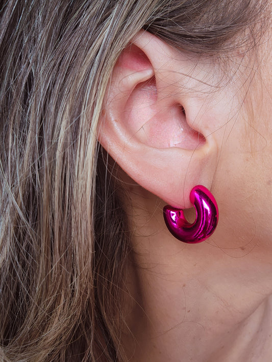 Chunky Metallic Pink Earrings
