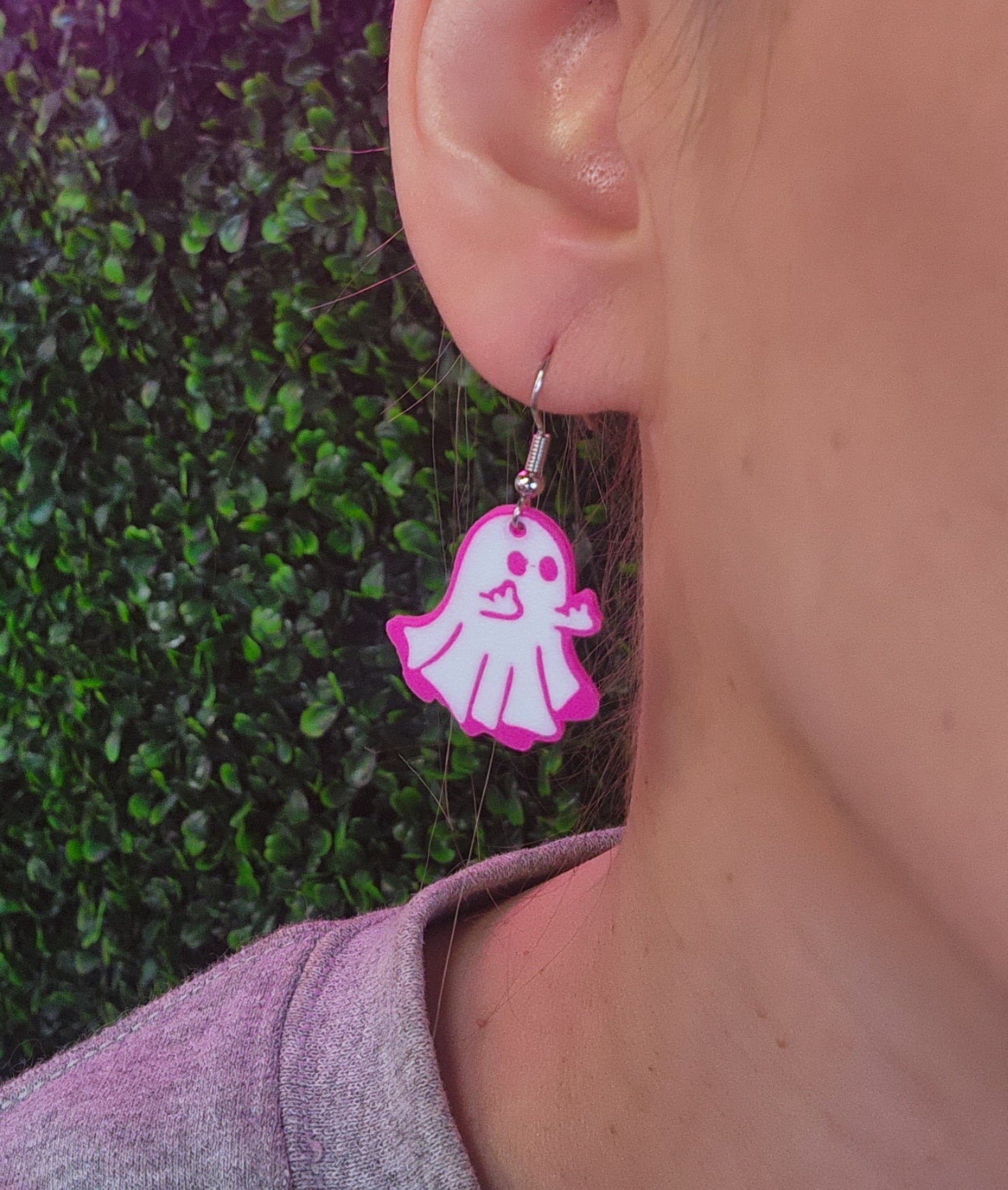Eff Off Ghost Earrings - Hot Pink