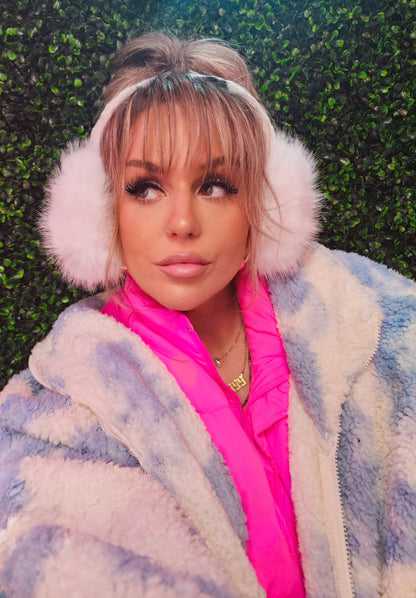 Winter White Fuzzy Earmuffs