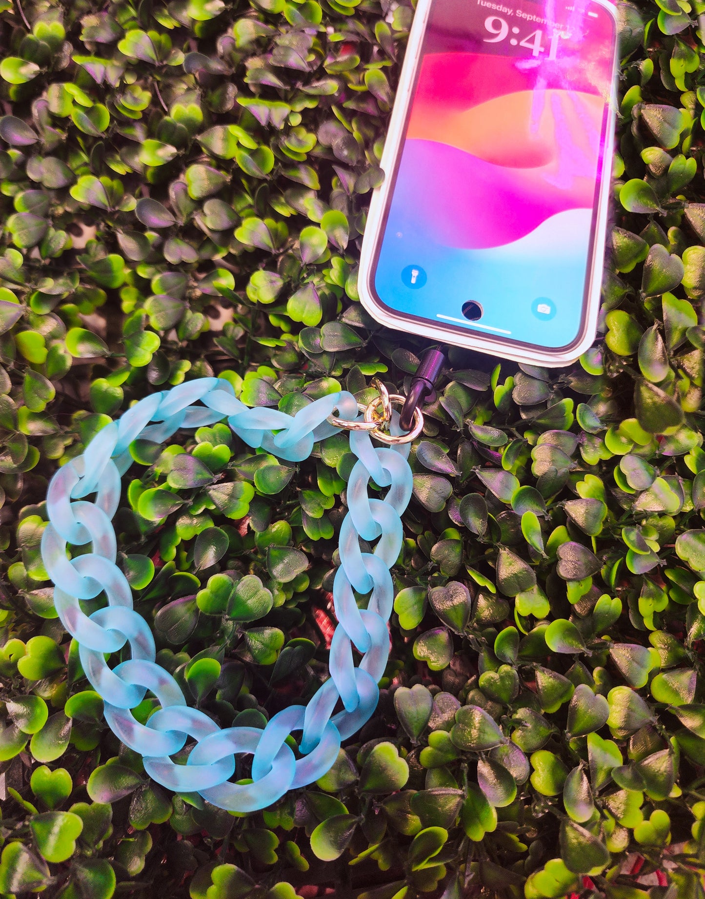 Frosted Blue Cellphone Keychain Charm