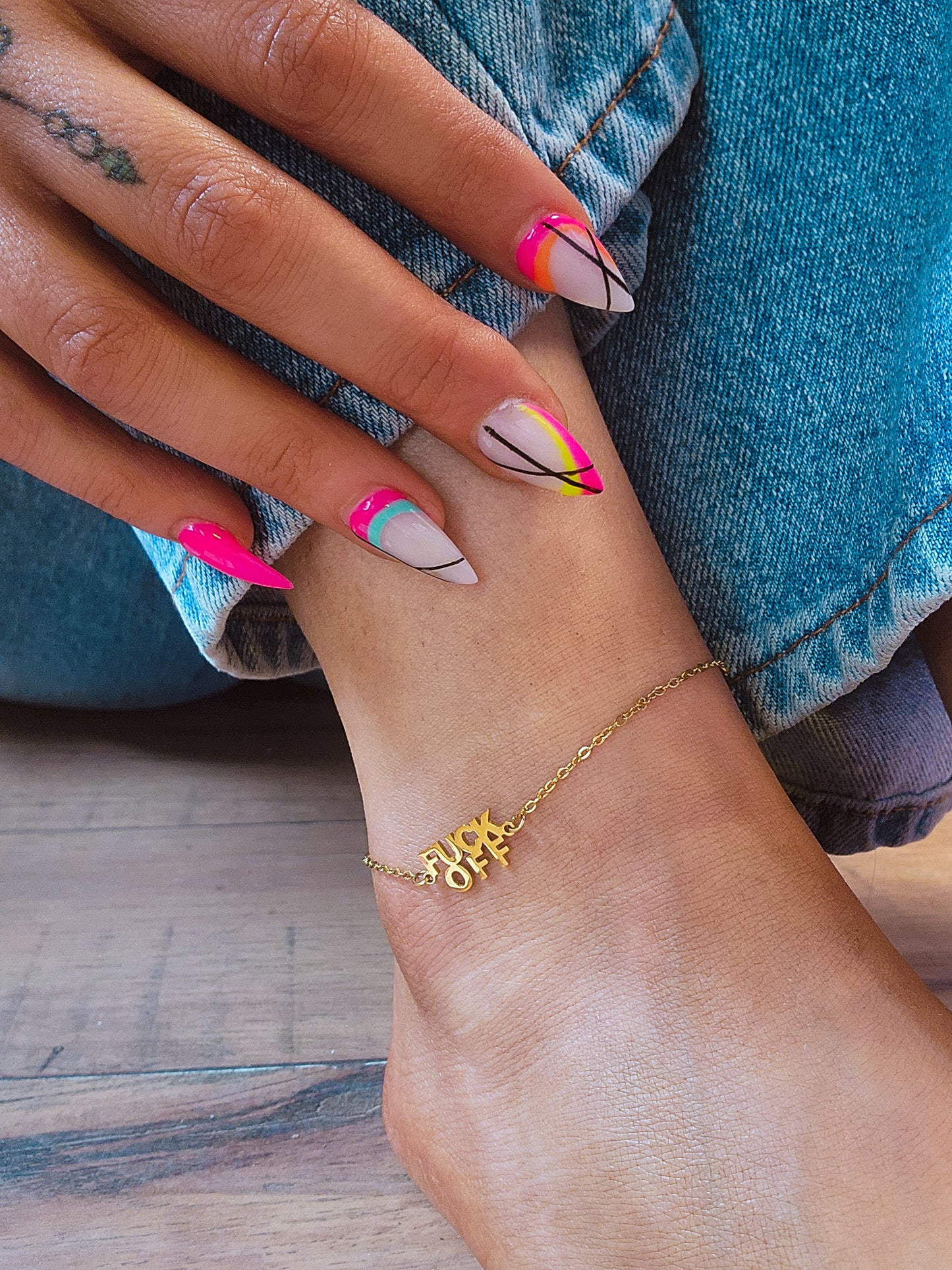 Gold Eff Off Anklet