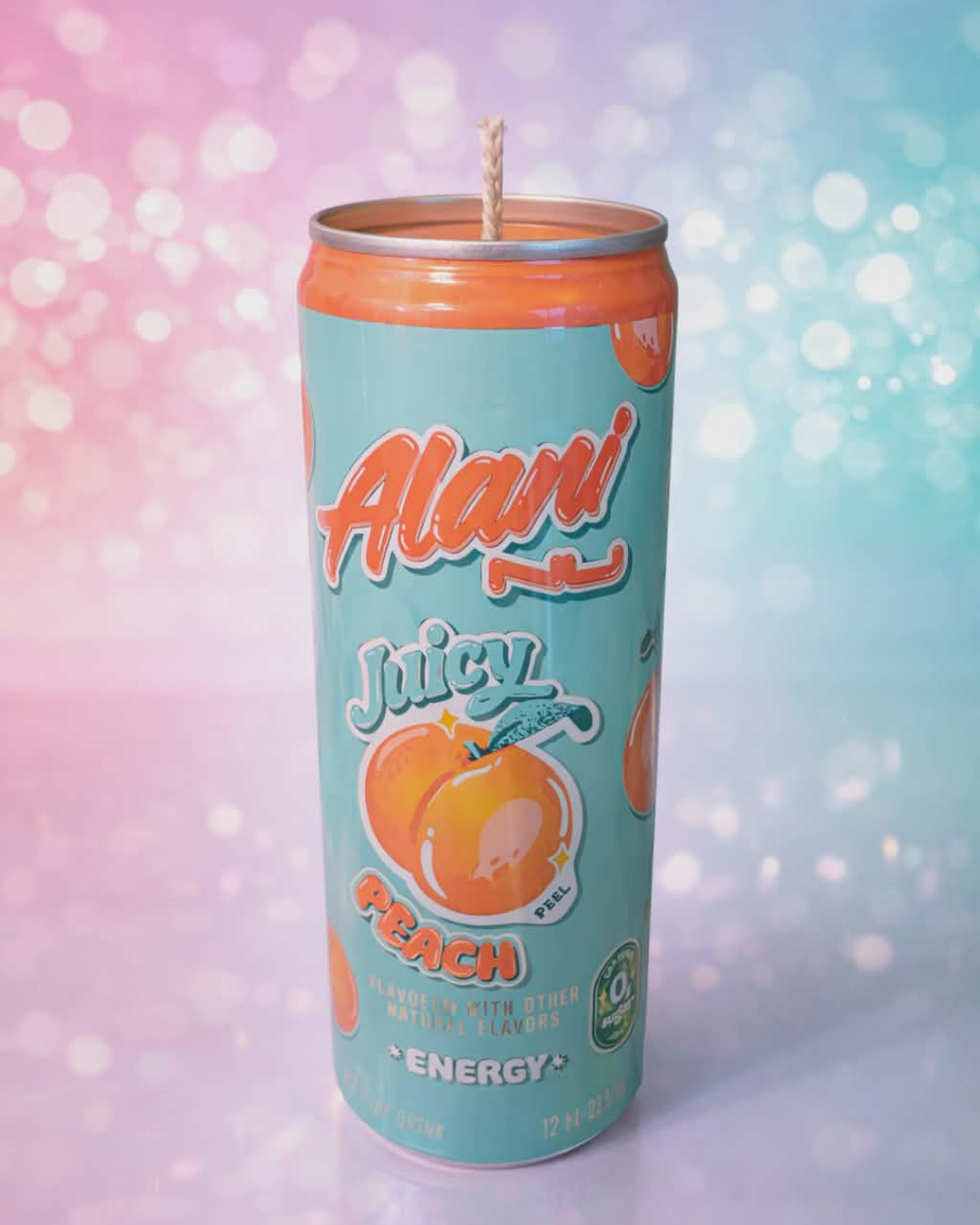 Juicy Peach Alani Energy Can Soy Candle Unscented