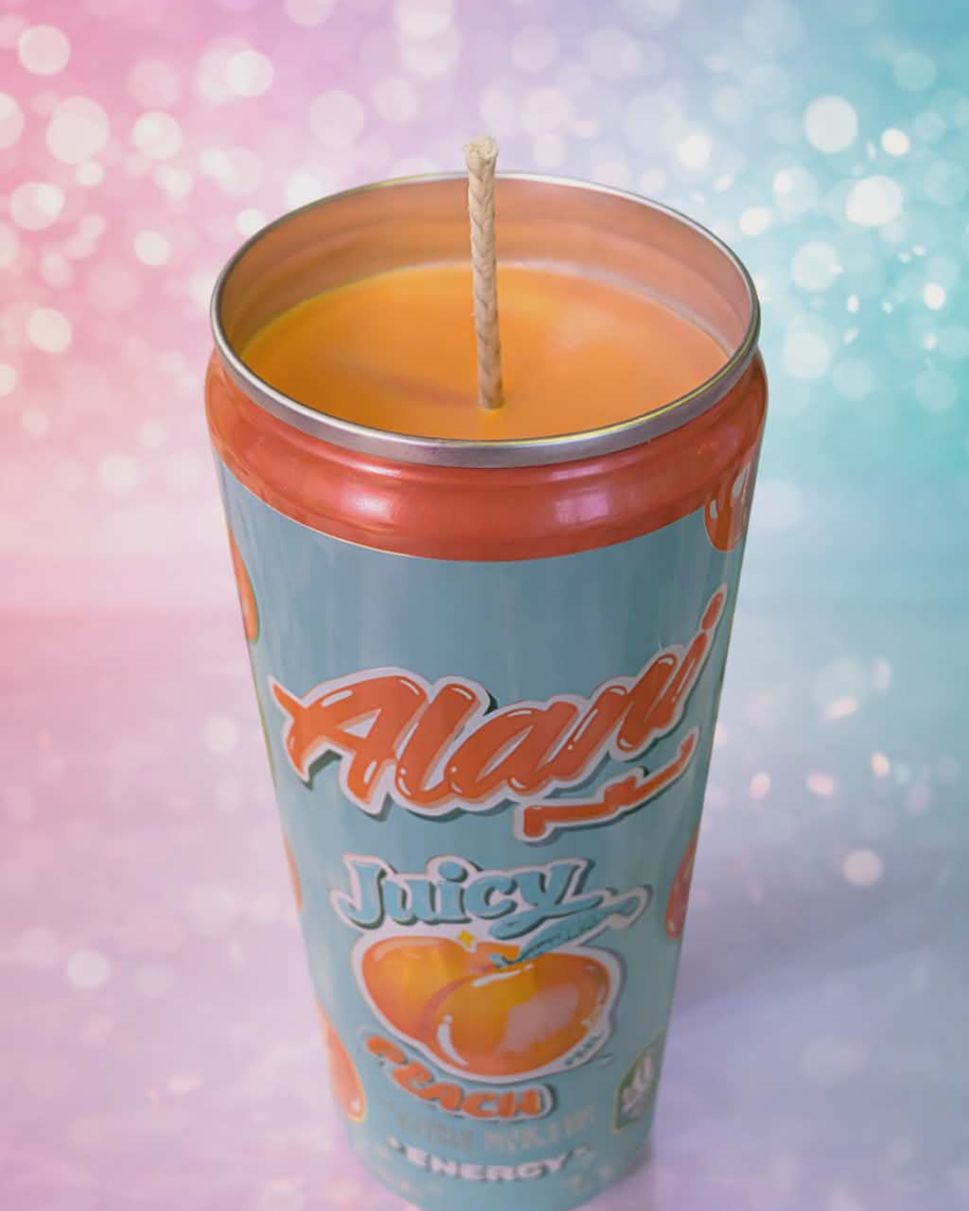 Juicy Peach Alani Energy Can Soy Candle Unscented