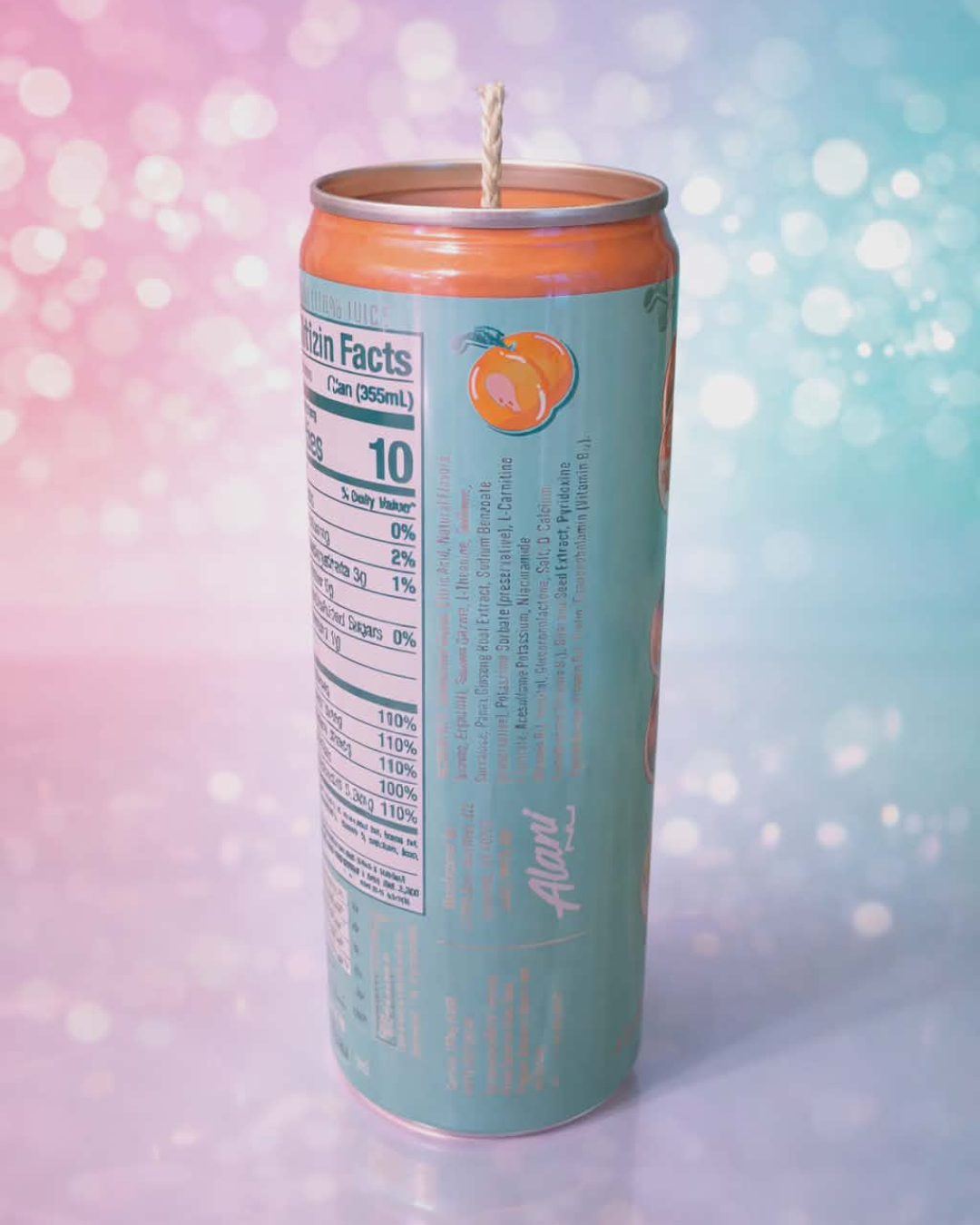 Juicy Peach Alani Energy Can Soy Candle Unscented
