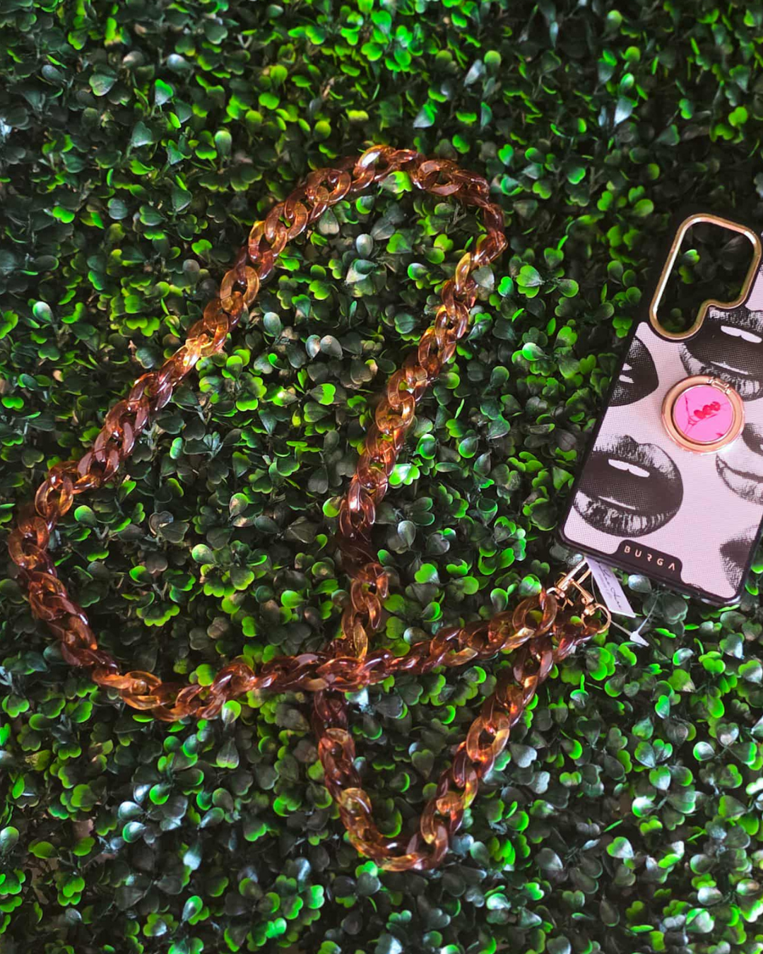 Amber Tortoise Midi Crossbody Cellphone Chain