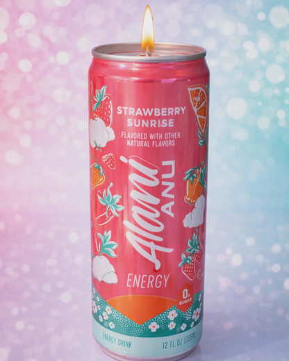 Strawberry Sunrise Alani Energy Can Soy Candle Unscented