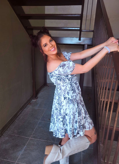 Storybook Garden Off Shoulder Floral Dress