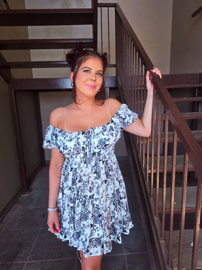 Storybook Garden Off Shoulder Floral Dress