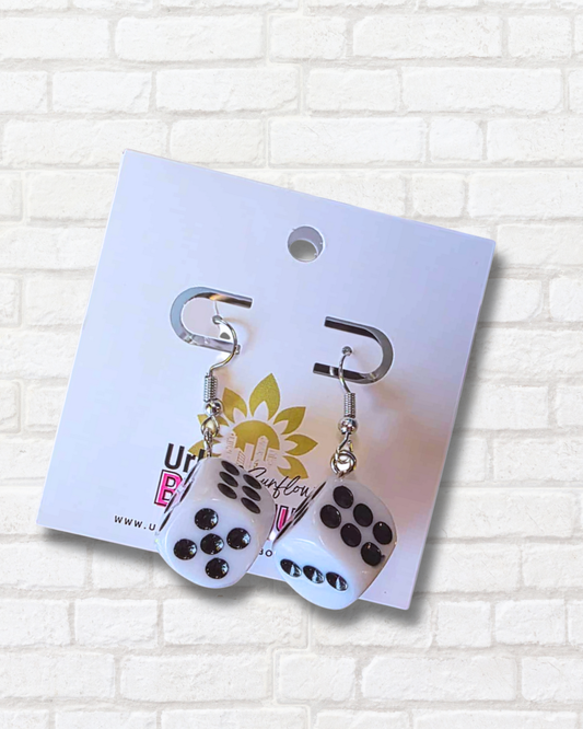 White Dice Earrings