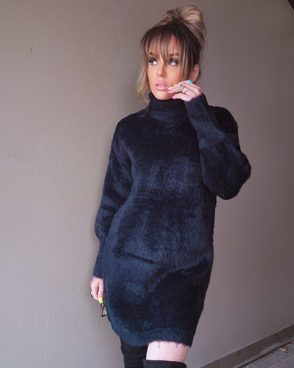 Secret Crush Black Fuzzy Dress