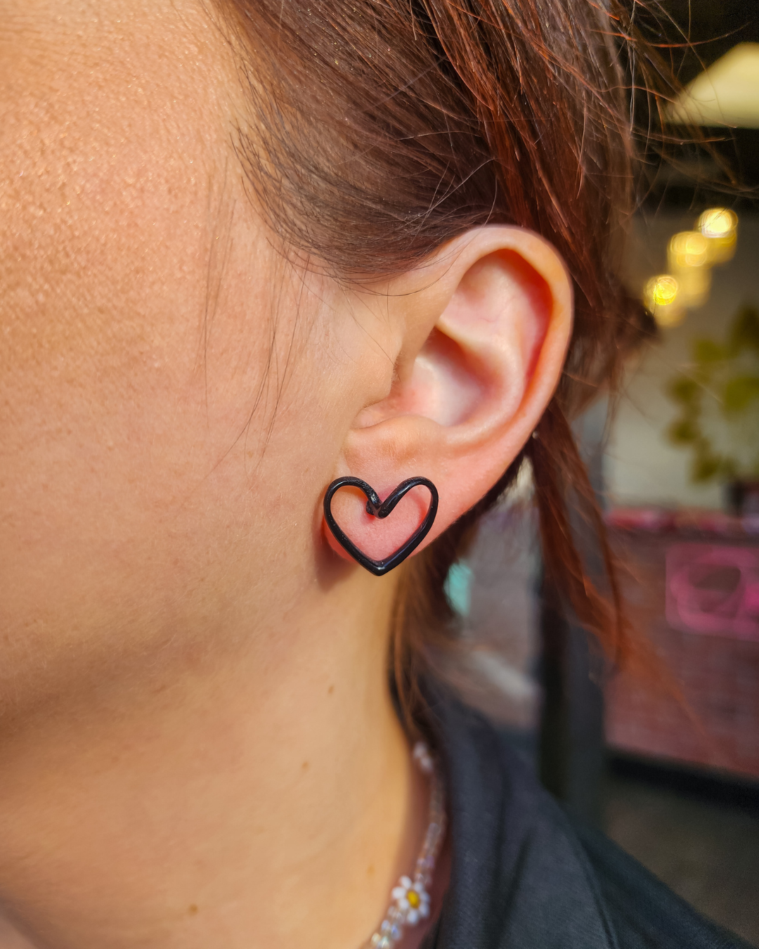 Minimalistic Black Heart Earrings