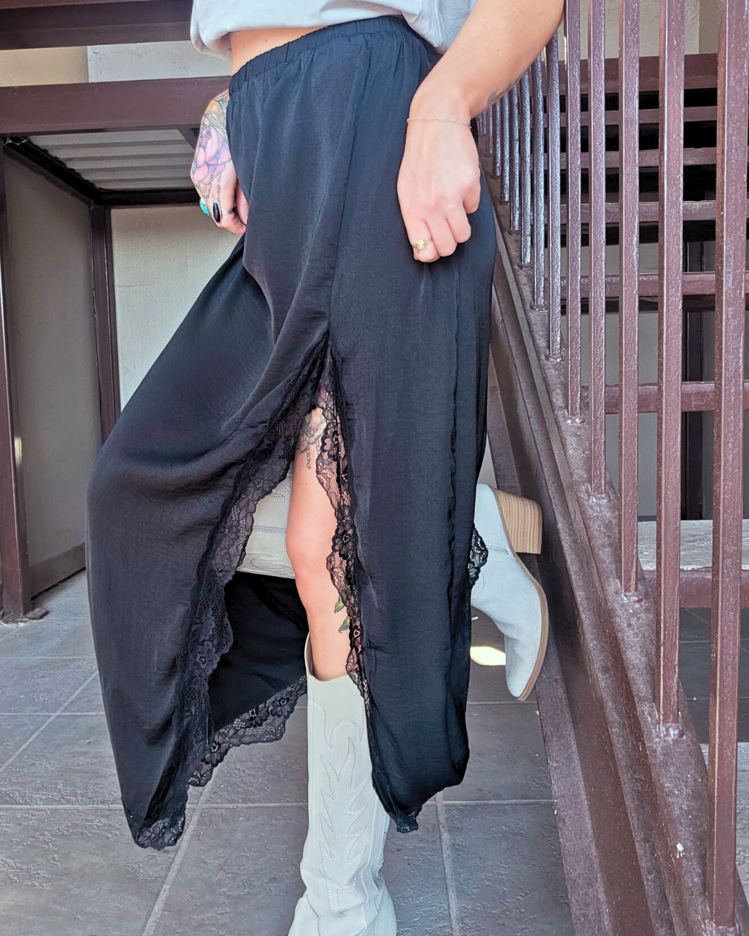 Last Call Black Lace Trim Skirt