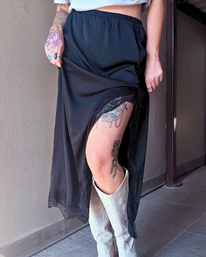 Last Call Black Lace Trim Skirt