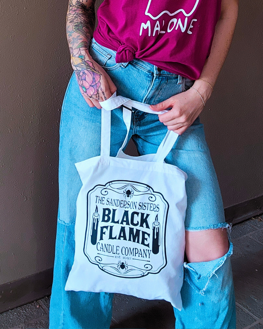 Black Flame Candle Tote