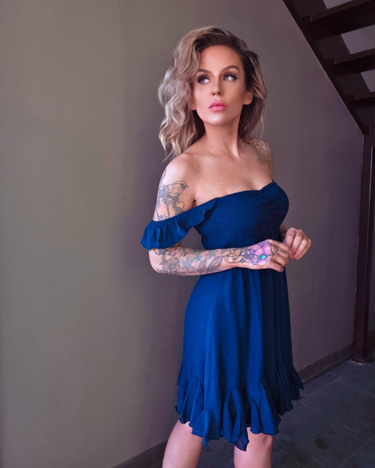 Coastal Charm Off Shoulder Dress