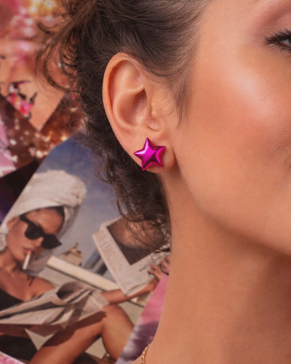 Pink Star Stud Earrings