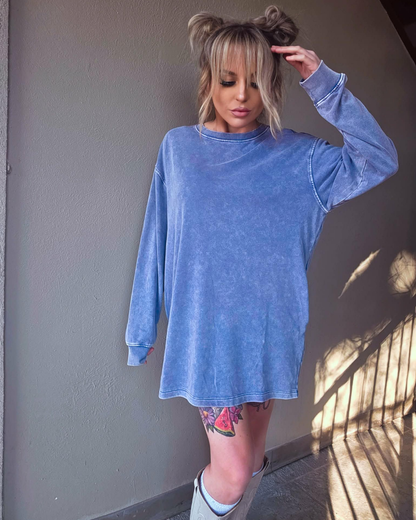 Indigo Drift Pocket Sweatshirt Dress