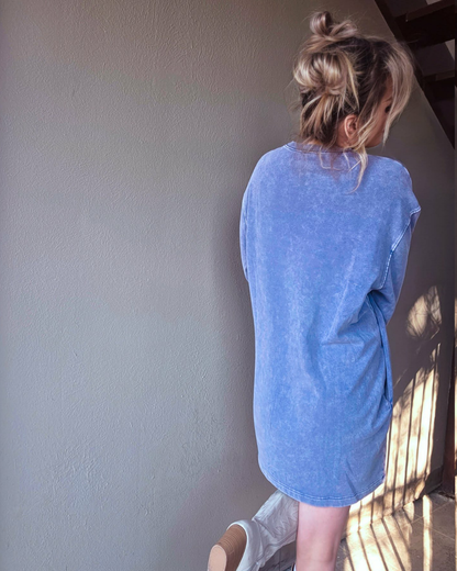 Indigo Drift Pocket Sweatshirt Dress