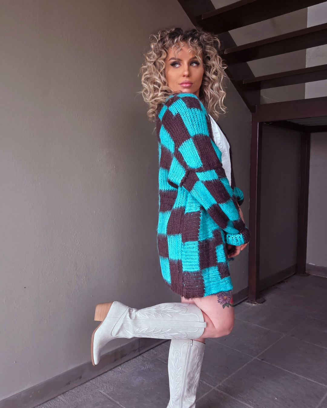 Level Up Checkered Cardigan