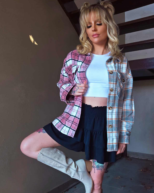 Split Decision Plaid Shacket