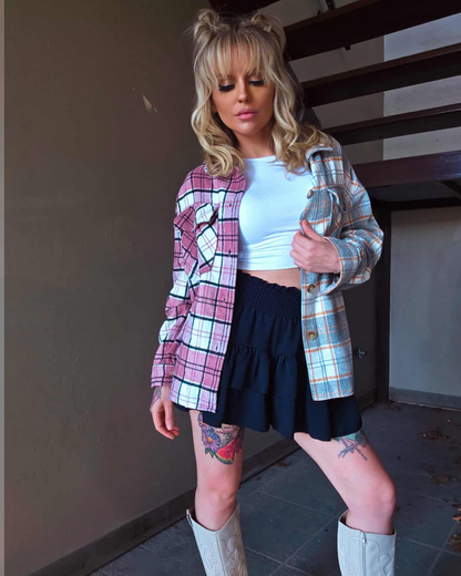 Split Decision Plaid Shacket