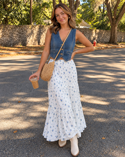 Morning Bloom Floral Maxi Skirt