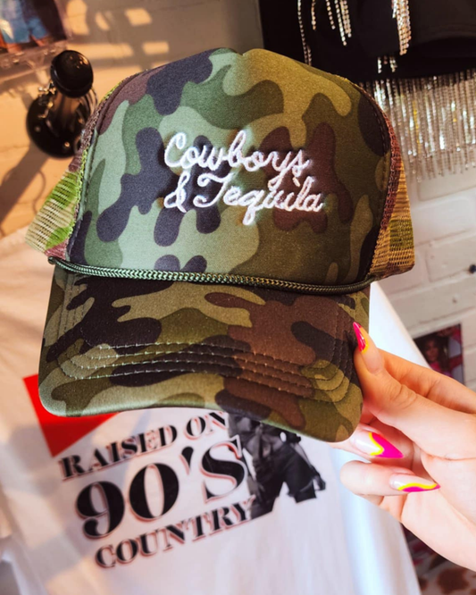 Cowboys And Tequila Camo Trucker Hat