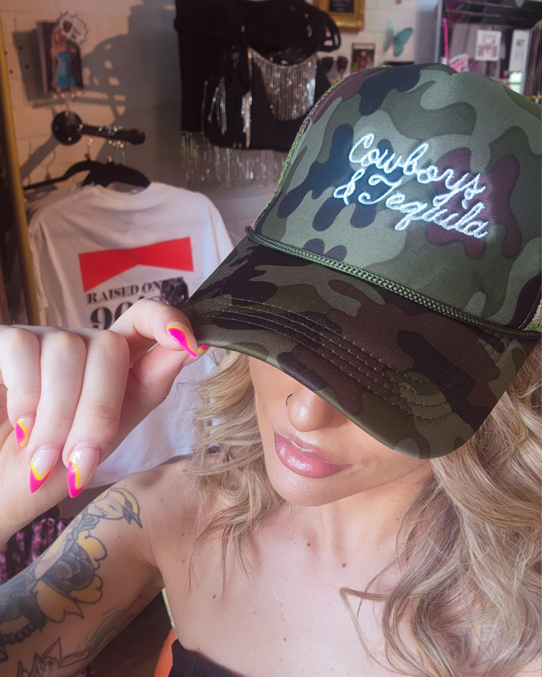 Cowboys And Tequila Camo Trucker Hat