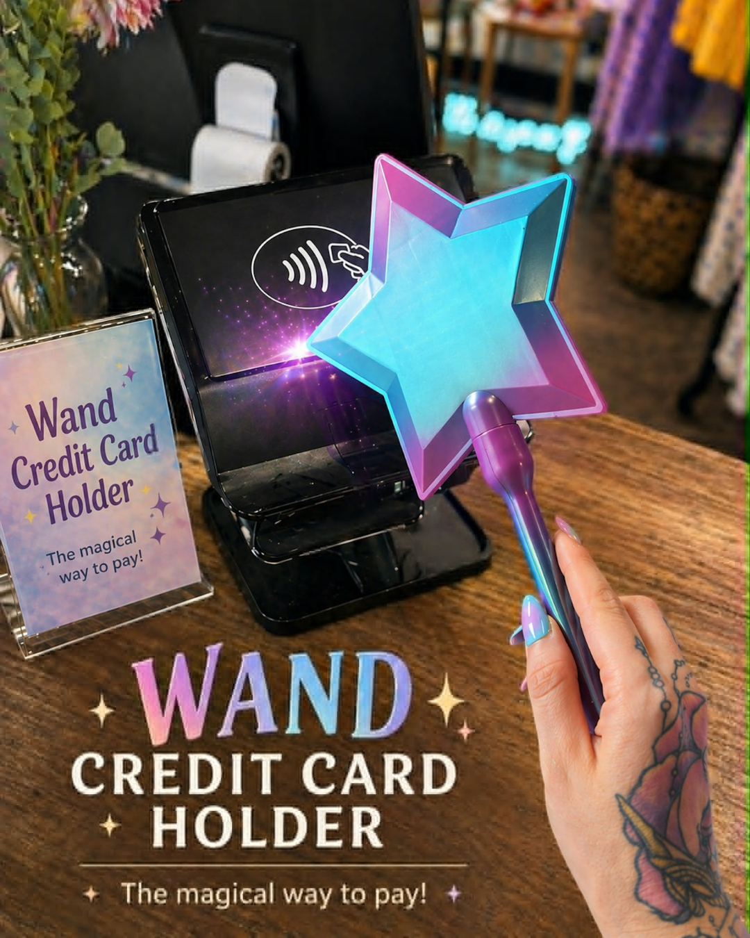 Cosmic Gradient Star Tap To Pay Credit Card Magic Wand