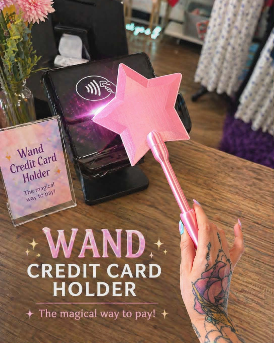 Pink Star Tap To Pay Credit Card Magic Wand