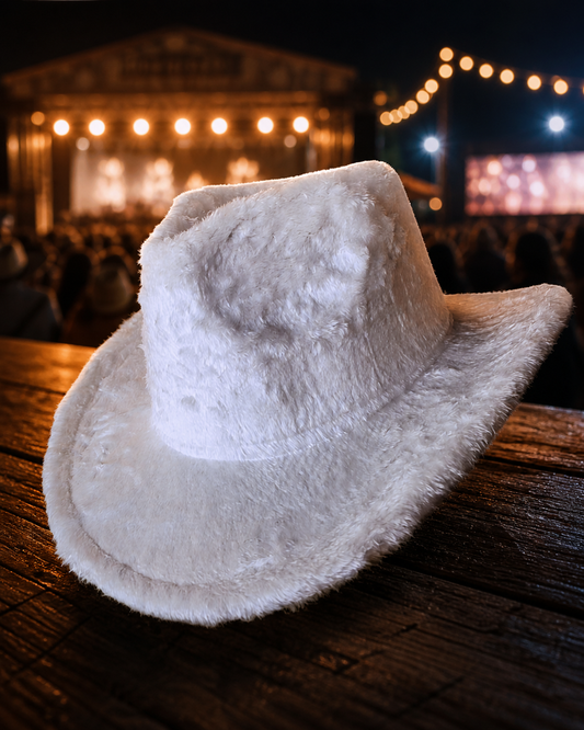 White Fuzzy Cowboy Hat
